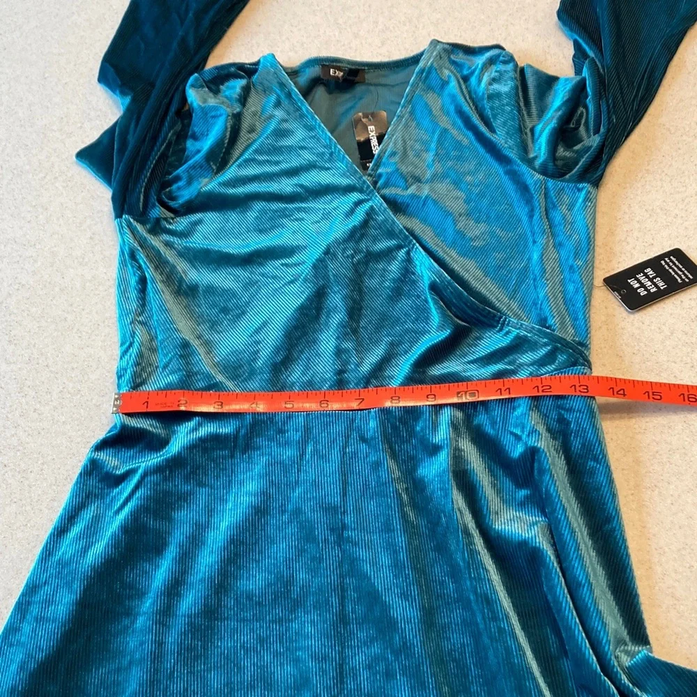 Express Deep Teal Long Sleeve Dress Women Size S/P - Picture 6 of 13